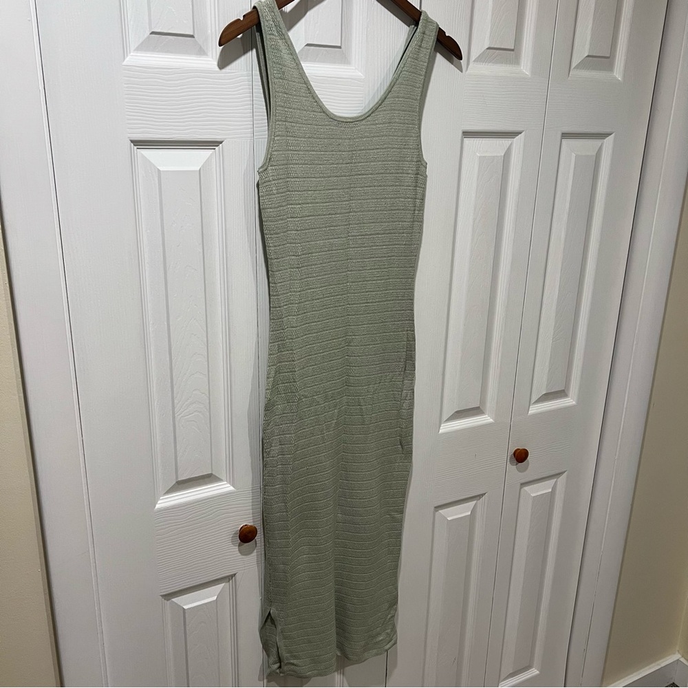 Pink Rose Green Knit Dress